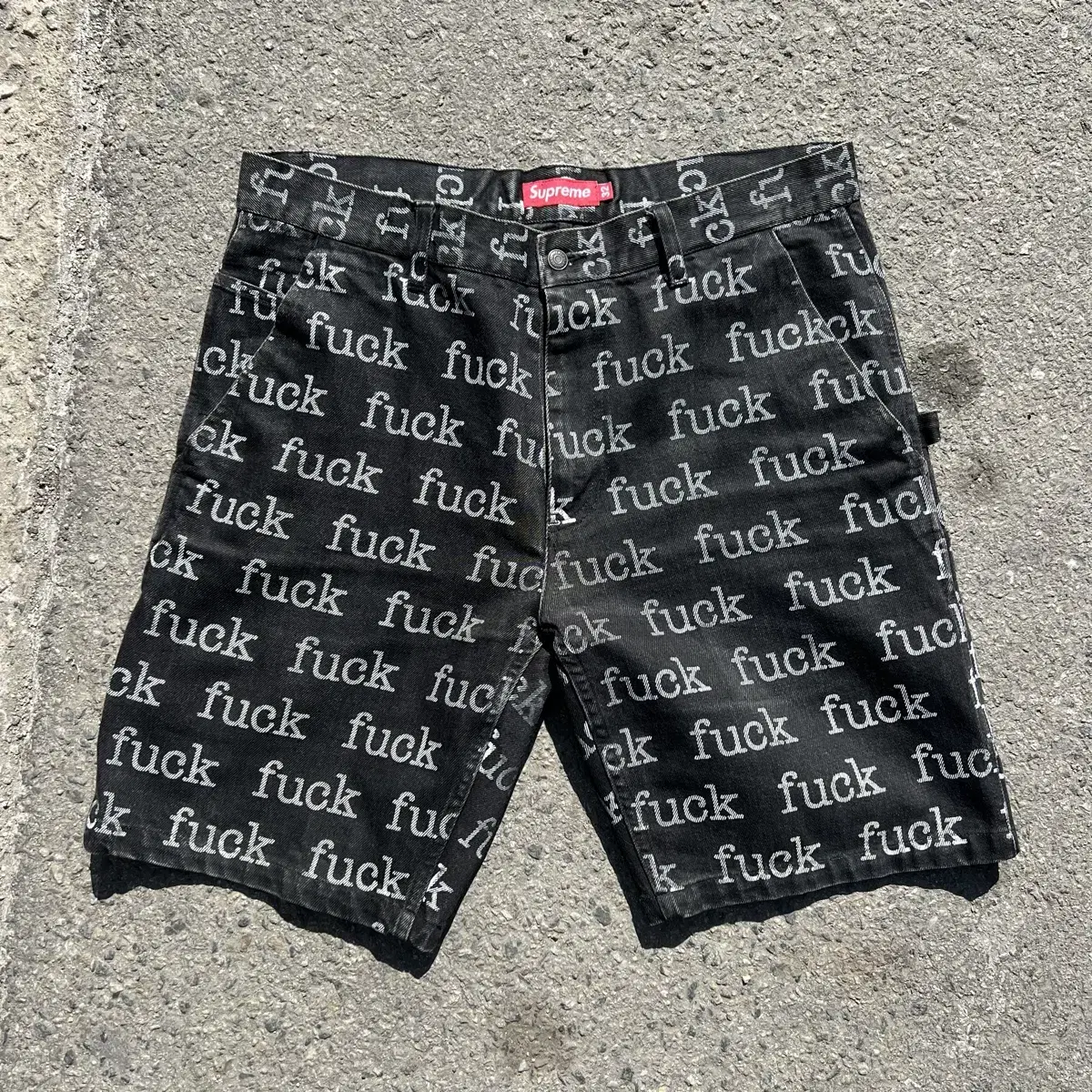 Supreme 13SS Fuck Painted Denim Shorts